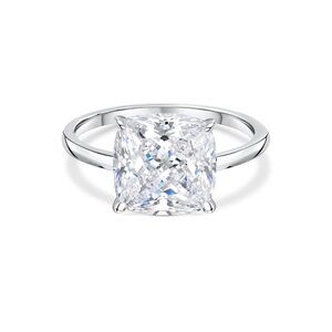 Solitaire Cushion-Cut Clear Stone Ring in Silver